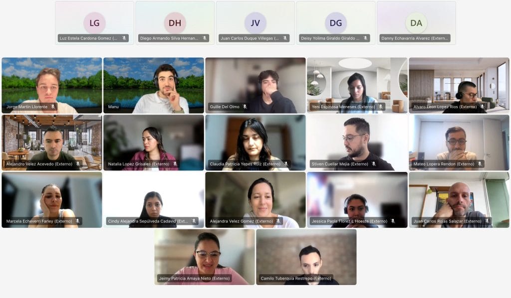 Sesión de consultoría de IA Generativa en remoto con un equipo