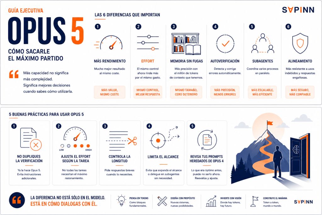 Resumen de las diferencias de Claude Opus 5 frente a Opus 4.8: precio, effort, contexto, autoverificación y subagentes